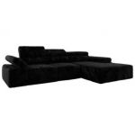 Narożnik z elektrycznym sterowaniem RILASSO L - strona prawa - czarny, plusz