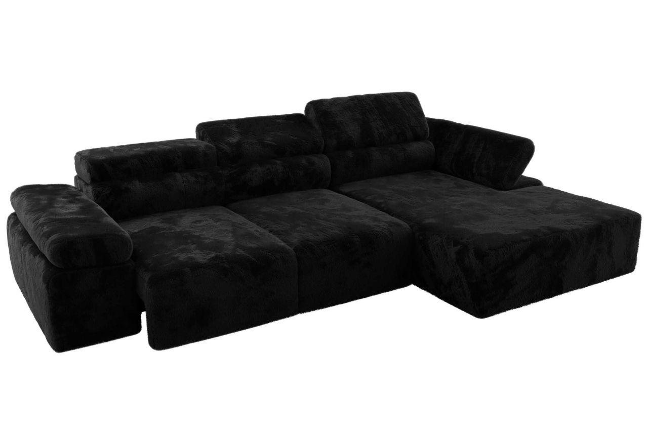 Narożnik z elektrycznym sterowaniem RILASSO L - strona prawa - czarny, plusz