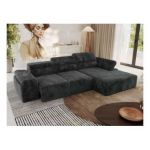 Narożnik z elektrycznym sterowaniem RILASSO L - strona prawa - ciemnoszary, plusz