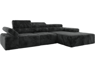 Narożnik z elektrycznym sterowaniem RILASSO L - strona prawa - ciemnoszary, plusz