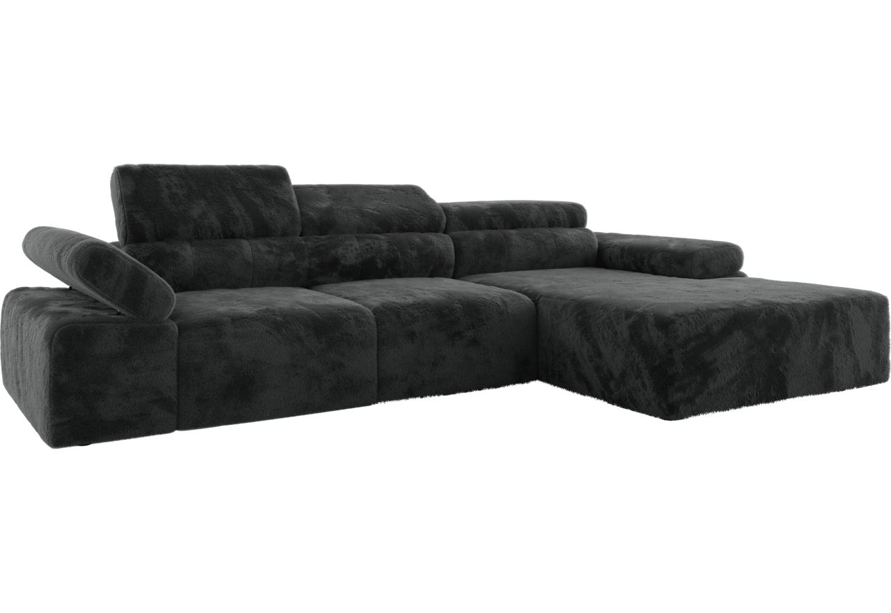 Narożnik z elektrycznym sterowaniem RILASSO L - strona prawa - ciemnoszary, plusz