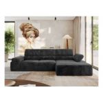 Narożnik z elektrycznym sterowaniem RILASSO L - strona prawa - ciemnoszary, plusz