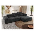 Narożnik z elektrycznym sterowaniem RILASSO L - strona prawa - ciemnoszary, plusz