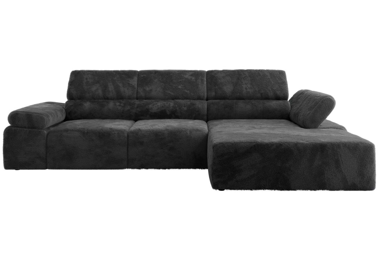 Narożnik z elektrycznym sterowaniem RILASSO L - strona prawa - ciemnoszary, plusz