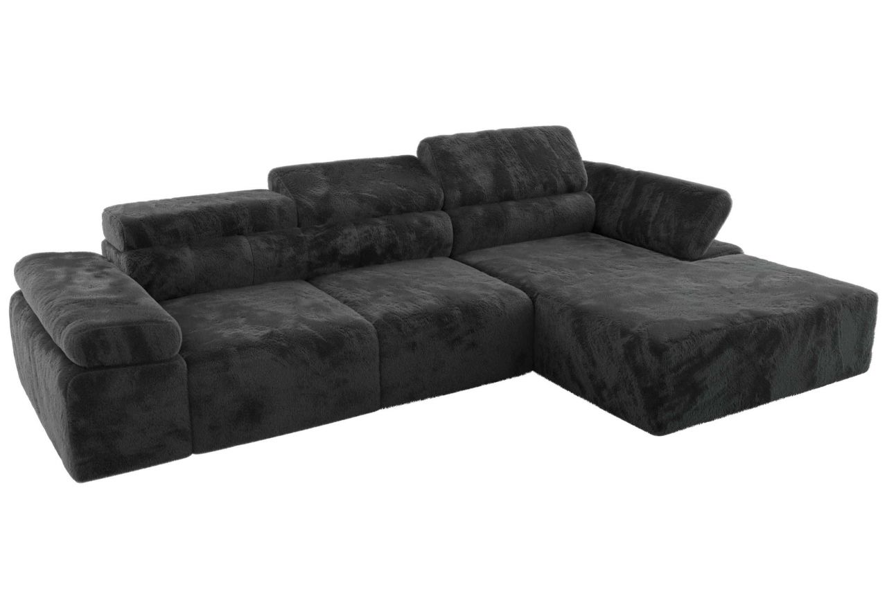 Narożnik z elektrycznym sterowaniem RILASSO L - strona prawa - ciemnoszary, plusz