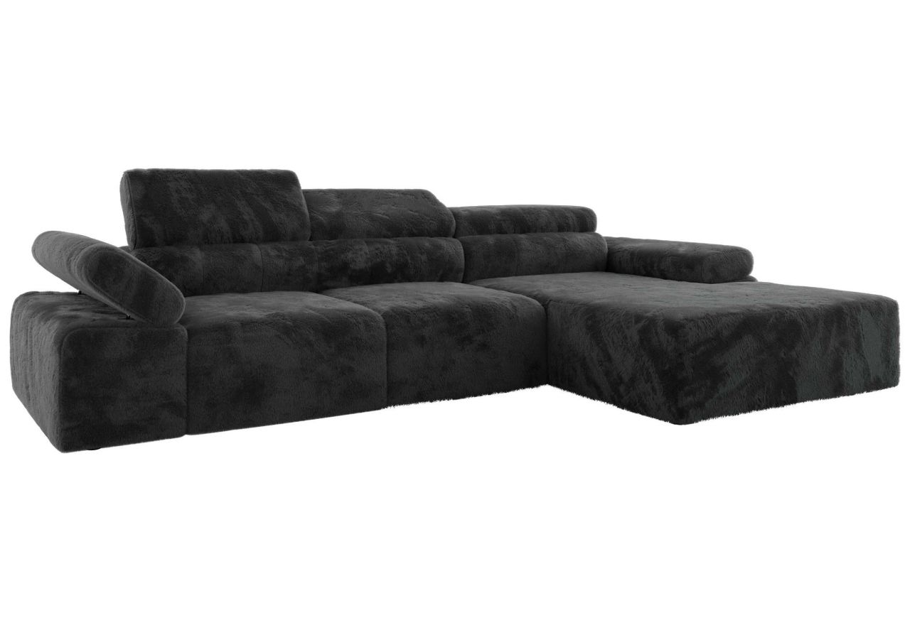 Narożnik z elektrycznym sterowaniem RILASSO L - strona prawa - ciemnoszary, plusz