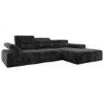 Narożnik z elektrycznym sterowaniem RILASSO L - strona prawa - ciemnoszary, plusz