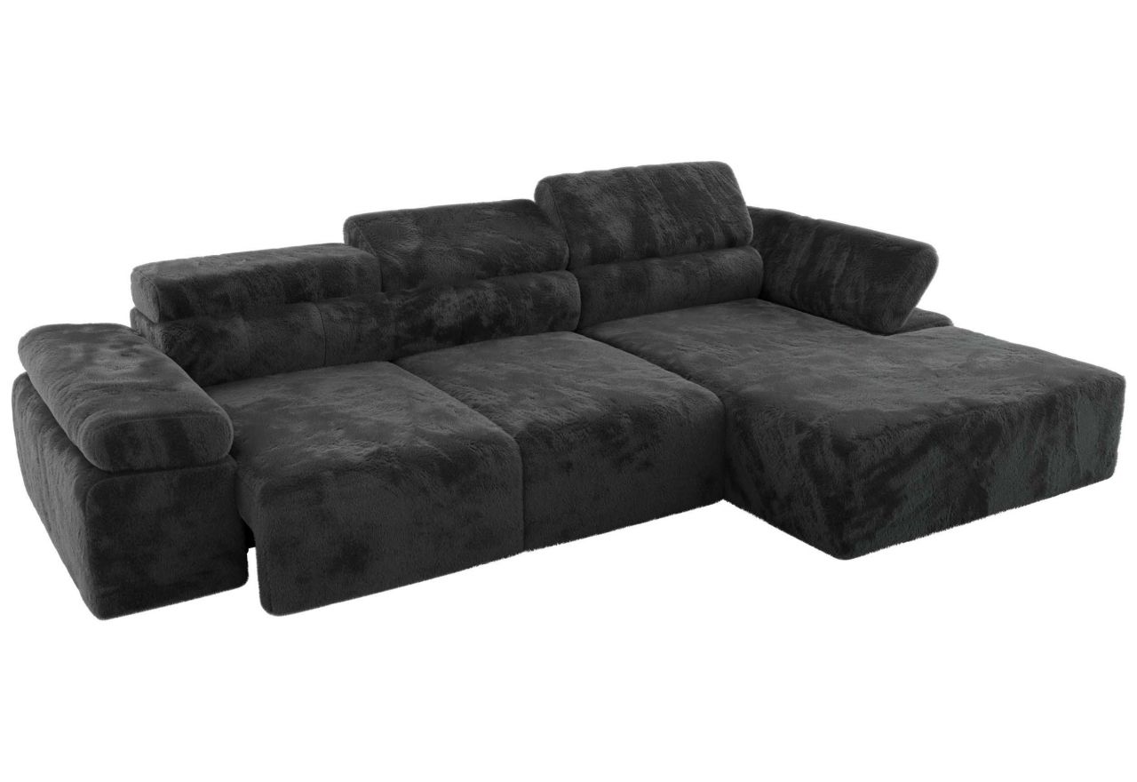 Narożnik z elektrycznym sterowaniem RILASSO L - strona prawa - ciemnoszary, plusz