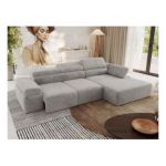 Narożnik z elektrycznym sterowaniem RILASSO L - strona prawa - jasnoszary, plusz