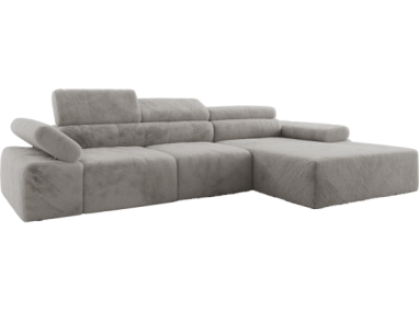 Narożnik z elektrycznym sterowaniem RILASSO L - strona prawa - jasnoszary, plusz