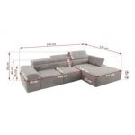 Narożnik z elektrycznym sterowaniem RILASSO L - strona prawa - jasnoszary, plusz