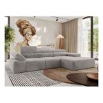 Narożnik z elektrycznym sterowaniem RILASSO L - strona prawa - jasnoszary, plusz