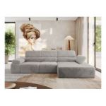 Narożnik z elektrycznym sterowaniem RILASSO L - strona prawa - jasnoszary, plusz