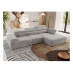 Narożnik z elektrycznym sterowaniem RILASSO L - strona prawa - jasnoszary, plusz