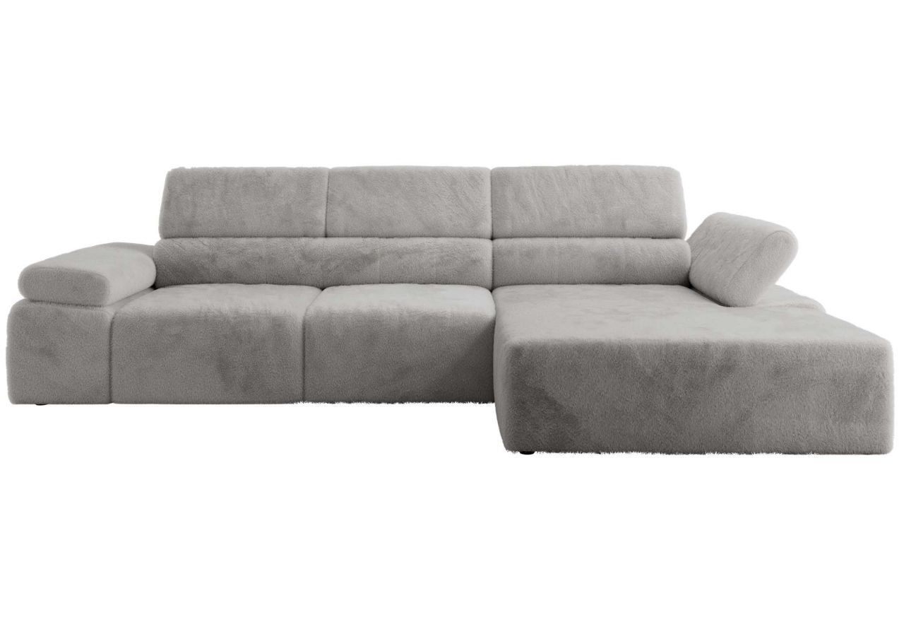 Narożnik z elektrycznym sterowaniem RILASSO L - strona prawa - jasnoszary, plusz