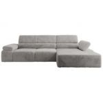 Narożnik z elektrycznym sterowaniem RILASSO L - strona prawa - jasnoszary, plusz