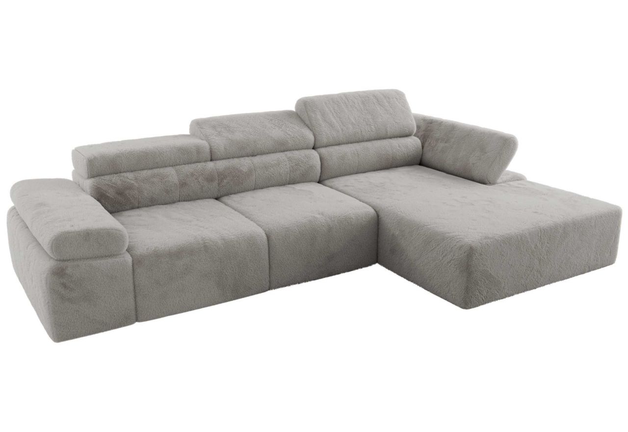 Narożnik z elektrycznym sterowaniem RILASSO L - strona prawa - jasnoszary, plusz