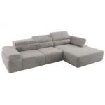 Narożnik z elektrycznym sterowaniem RILASSO L - strona prawa - jasnoszary, plusz