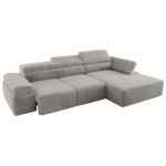 Narożnik z elektrycznym sterowaniem RILASSO L - strona prawa - jasnoszary, plusz