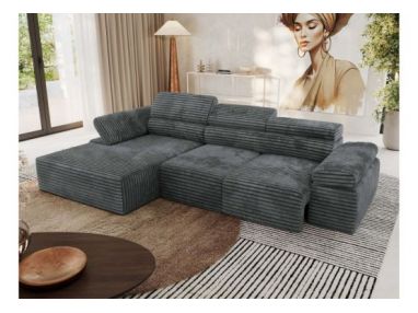 Narożnik z elektrycznym sterowaniem RILASSO L - strona lewa - szary, sztruks