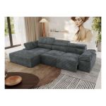 Narożnik z elektrycznym sterowaniem RILASSO L - strona lewa - szary, sztruks