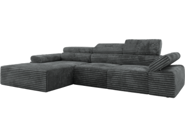 Narożnik z elektrycznym sterowaniem RILASSO L - strona lewa - szary, sztruks