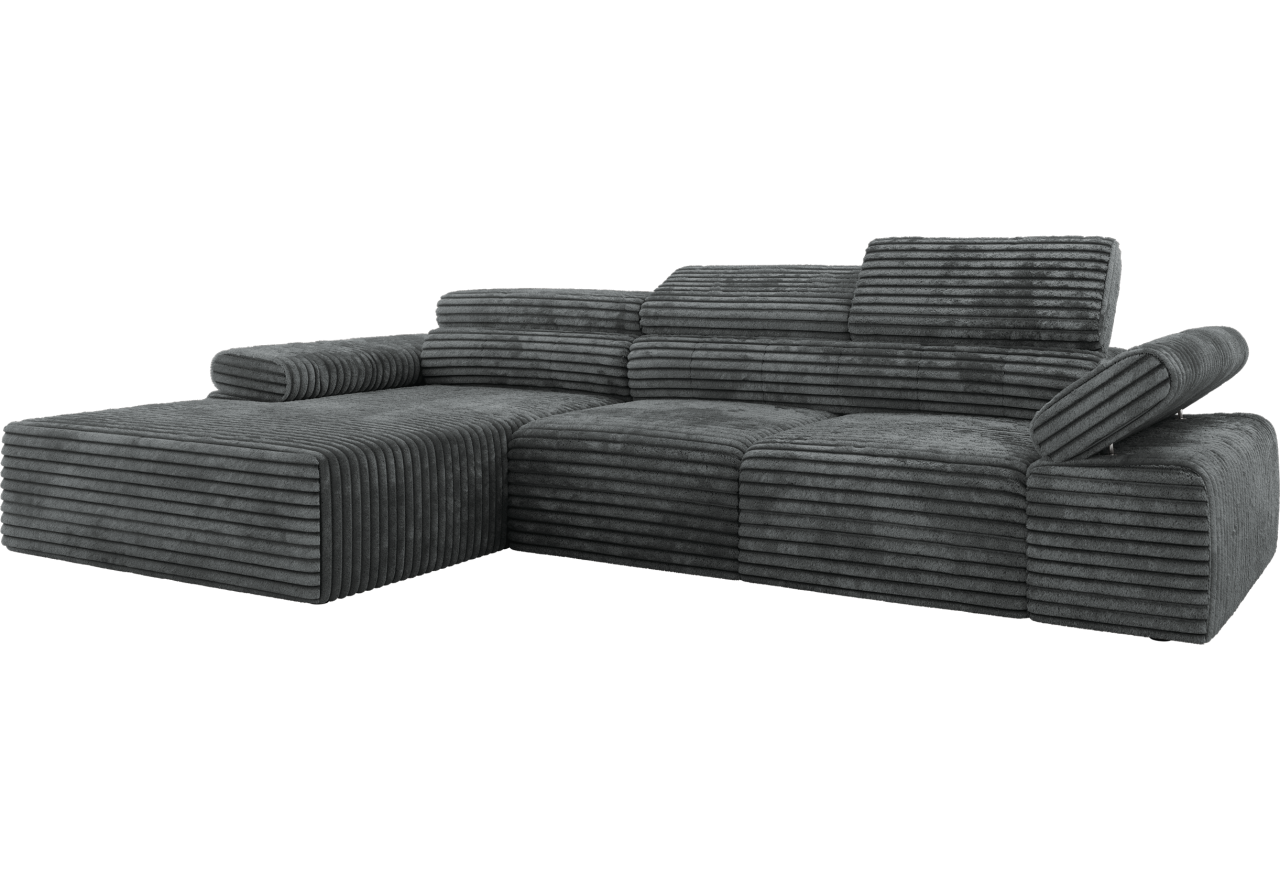 Narożnik z elektrycznym sterowaniem RILASSO L - strona lewa - szary, sztruks