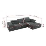 Narożnik z elektrycznym sterowaniem RILASSO L - strona lewa - szary, sztruks