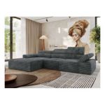 Narożnik z elektrycznym sterowaniem RILASSO L - strona lewa - szary, sztruks