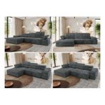 Narożnik z elektrycznym sterowaniem RILASSO L - strona lewa - szary, sztruks