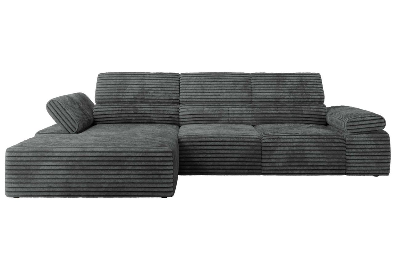 Narożnik z elektrycznym sterowaniem RILASSO L - strona lewa - szary, sztruks