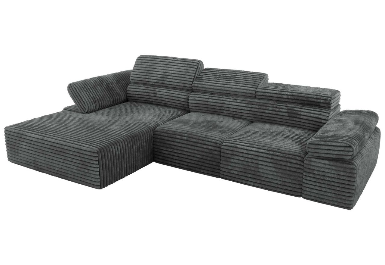 Narożnik z elektrycznym sterowaniem RILASSO L - strona lewa - szary, sztruks