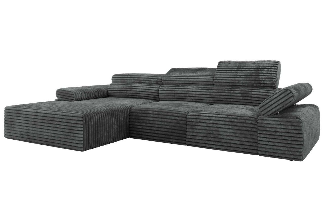 Narożnik z elektrycznym sterowaniem RILASSO L - strona lewa - szary, sztruks