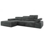 Narożnik z elektrycznym sterowaniem RILASSO L - strona lewa - szary, sztruks