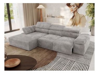 Narożnik z elektrycznym sterowaniem RILASSO L - strona lewa - jasnoszary, sztruks