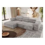 Narożnik z elektrycznym sterowaniem RILASSO L - strona lewa - jasnoszary, sztruks