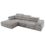 Narożnik z elektrycznym sterowaniem RILASSO L - strona lewa - jasnoszary, sztruks