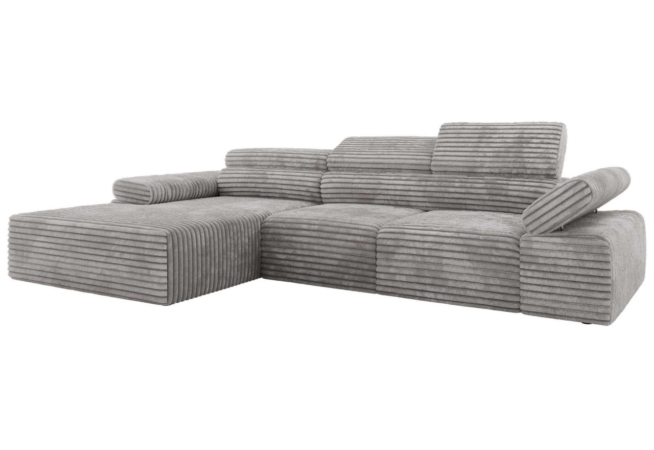 Narożnik z elektrycznym sterowaniem RILASSO L - strona lewa - jasnoszary, sztruks