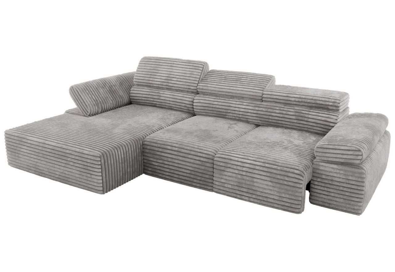 Narożnik z elektrycznym sterowaniem RILASSO L - strona lewa - jasnoszary, sztruks