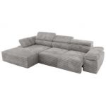 Narożnik z elektrycznym sterowaniem RILASSO L - strona lewa - jasnoszary, sztruks