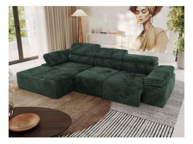 Narożnik z elektrycznym sterowaniem RILASSO L - strona lewa - zielony, sztruks