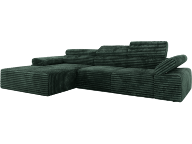 Narożnik z elektrycznym sterowaniem RILASSO L - strona lewa - zielony, sztruks