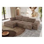 Narożnik z elektrycznym sterowaniem RILASSO L - strona lewa - brązowy, sztruks