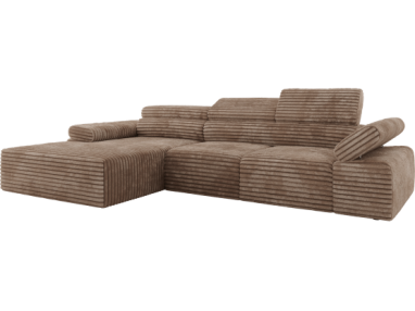 Narożnik z elektrycznym sterowaniem RILASSO L - strona lewa - brązowy, sztruks