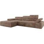 Narożnik z elektrycznym sterowaniem RILASSO L - strona lewa - brązowy, sztruks