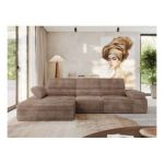 Narożnik z elektrycznym sterowaniem RILASSO L - strona lewa - brązowy, sztruks