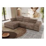 Narożnik z elektrycznym sterowaniem RILASSO L - strona lewa - brązowy, sztruks