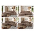 Narożnik z elektrycznym sterowaniem RILASSO L - strona lewa - brązowy, sztruks