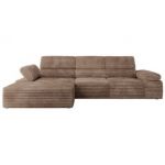 Narożnik z elektrycznym sterowaniem RILASSO L - strona lewa - brązowy, sztruks