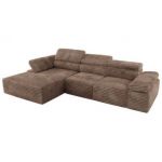 Narożnik z elektrycznym sterowaniem RILASSO L - strona lewa - brązowy, sztruks